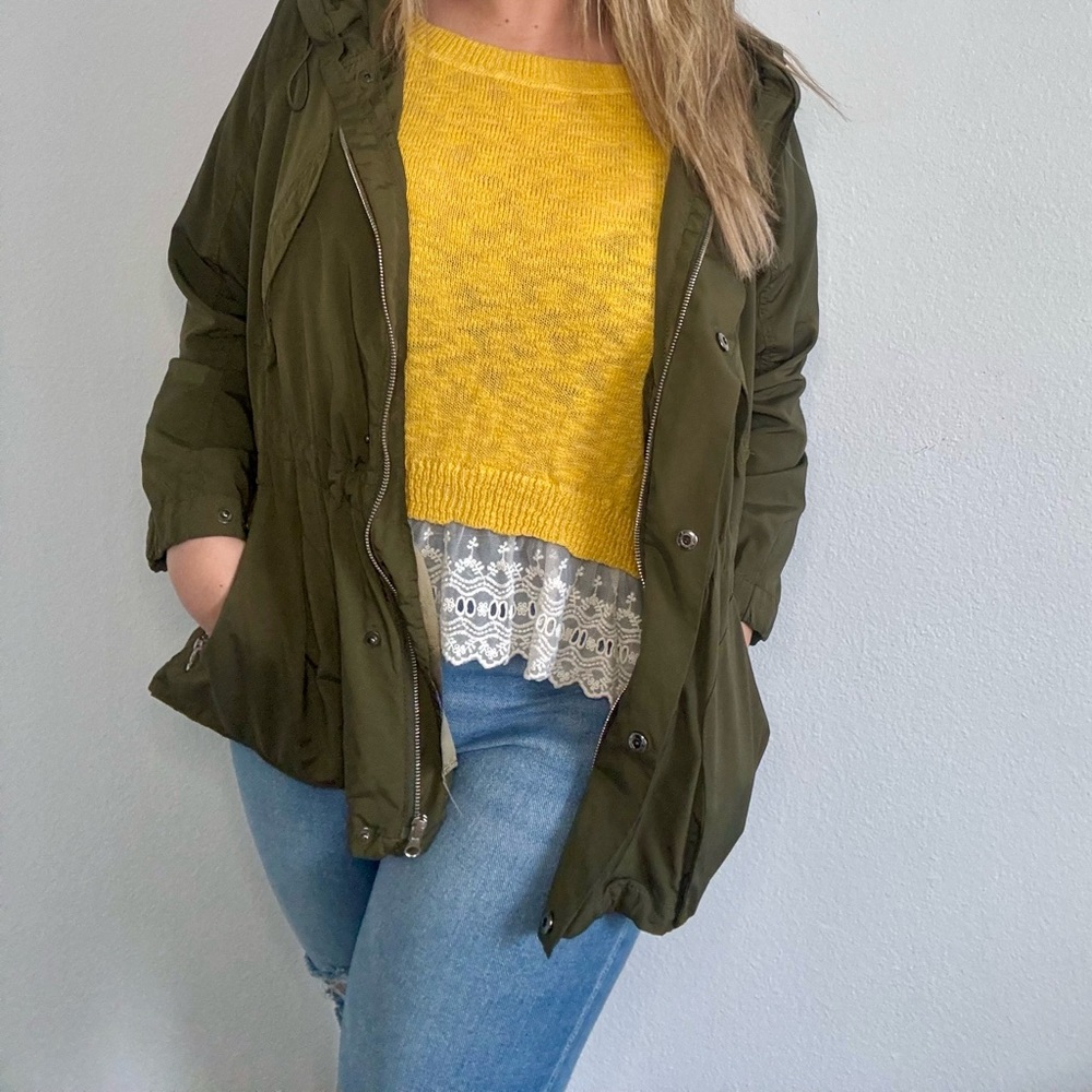 Basic House Green Army Rain Jacket Small - image 2